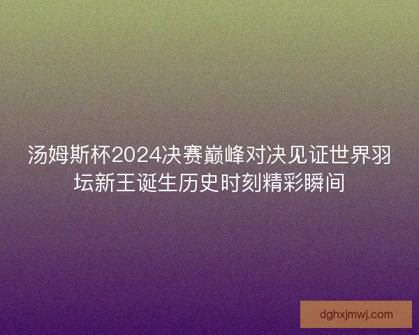 汤姆斯杯2024决赛巅峰对决见证世界羽坛新王诞生历史时刻精彩瞬间