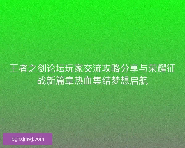王者之剑论坛玩家交流攻略分享与荣耀征战新篇章热血集结梦想启航