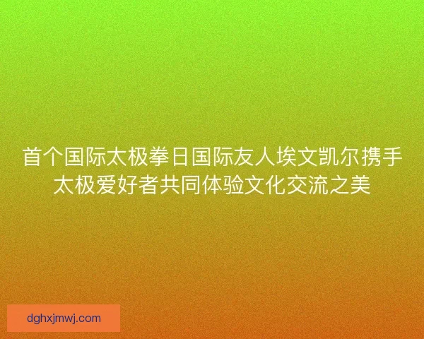 首个国际太极拳日国际友人埃文凯尔携手太极爱好者共同体验文化交流之美 首个国际太极拳日国际友人埃文凯尔携手太极爱好者共同体验文化交流之美