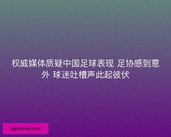 权威媒体质疑中国足球表现 足协感到意外 球迷吐槽声此起彼伏